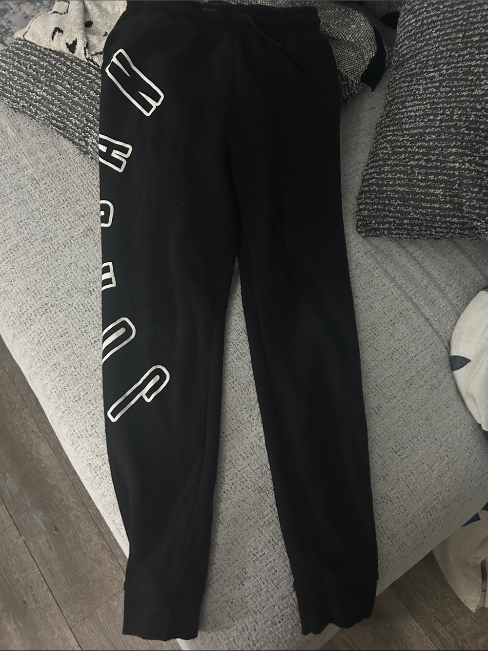 Black Kids Sweatpants with Side Logo